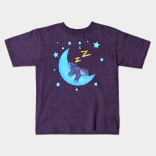 Wolf sleeping on Moon Kids T-Shirt